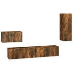 vidaXL Ensemble de meubles TV 4 Pièces Chêne fumé Bois d'ingénierie