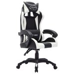 Chaise fauteuil siège pivotante de bureau informatique étude de jeux vidéo avec LED RVB et similicuir blanc 02_0024197