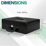 ACROPAQ Caisse monnaie Professionnelle XL 36x27x11cm- Coffret Monnaie Acier- Monnayeur 2 clés Compartiments monnaie- Poignée Robuste