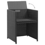 vidaXL Salon de jardin 3 Pièces avec coussins Résine tressée Noir