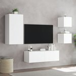 vidaXL Meuble TV muraux 4 Pièces avec lumières LED blanc