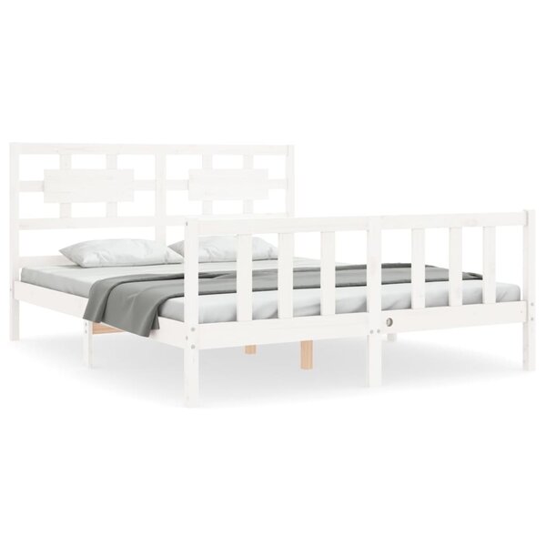 vidaXL Cadre de lit sans matelas blanc 160x200 cm bois de pin massif