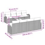 Ensemble de canapé de jardin 9 pièces avec coussins gris poly rattan
