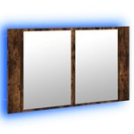 vidaXL Armoire à miroir à LED de bain chêne fumé 80x12x45 cm acrylique