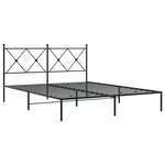 vidaXL Cadre de lit métal avec tête de lit noir 160x200 cm
