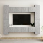 vidaXL Ensemble de meubles TV 8 Pièces Gris béton Bois d'ingénierie