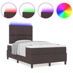 vidaXL Lit à ressort avec matelas et LED marron foncé 120x200 cm tissu