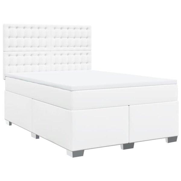vidaXL Sommier à lattes de lit avec matelas Blanc 160x200cm Similicuir