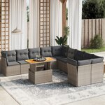 vidaXL Salon de jardin 11 Pièces avec coussins gris résine tressée