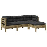 vidaXL Salon de jardin 4 Pièces avec coussins bois de pin imprégné
