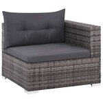 vidaXL Salon de jardin 3 Pièces avec coussins Résine tressée Gris