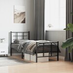 vidaXL Cadre de lit métal sans matelas avec pied de lit noir 80x200 cm