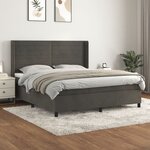 vidaXL Sommier à lattes de lit et matelas Gris foncé 180x200cm Velours