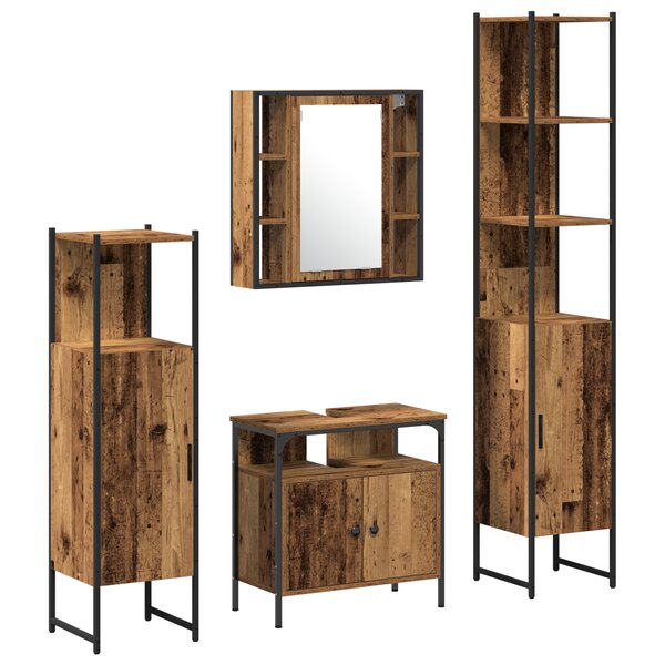 vidaXL Ensemble de meubles de salle de bain 4 pièces en bois vieilli