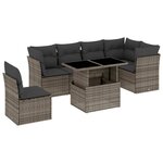 vidaXL Salon de jardin avec coussins 7 Pièces gris résine tressée