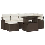 vidaXL Ensemble de canapé de jardin 7 pièces avec coussins marron en poly rattan
