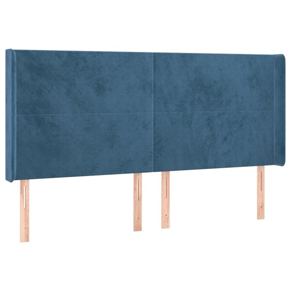 vidaXL Tête de lit avec oreilles Bleu foncé 163x16x118/128 cm Velours