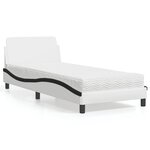 vidaXL Lit avec matelas blanc et noir 90x200 cm similicuir
