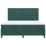Lit à ressort avec matelas et LED vert foncé 180x200 cm en velours