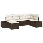 vidaXL Ensemble de canapé de jardin de 6 pièces avec coussins en poly rattan marron