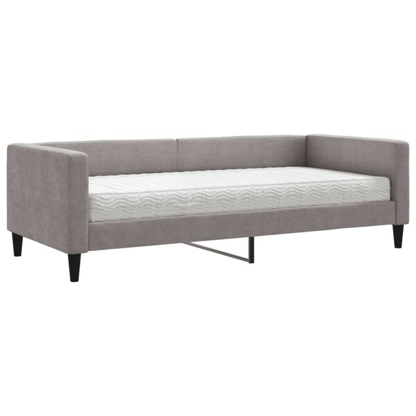 vidaXL Lit de jour avec matelas taupe 90x200 cm tissu