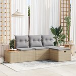 Canapés de Jardin 4 Pièces avec Coussins Beige Rattan