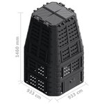 vidaXL Composteur de jardin Noir 93 3x93 3x146 cm 1000 L