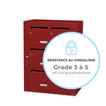 Bloc collectif Leabox 2x3  grade 3  simple face  intérieur  fixation murale  rouge brun ral 3011 finition brillante