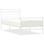 vidaXL Cadre de lit métal sans matelas avec pied de lit blanc 90x190cm