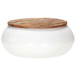 vidaXL Table basse Blanc 68x68x30 cm Bois de récupération solide
