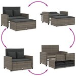 vidaXL Canapé de jardin 2 places avec coussins gris résine tressée