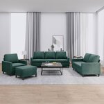 vidaXL Ensemble de canapés 4 Pièces avec coussins Vert foncé Velours