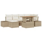 vidaXL Canapé de Jardin 7 Pièces avec Coussins Beige Poly Rattan