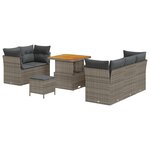 vidaXL Ensemble de canapé jardin 8 pièces avec coussins gris poly rattan