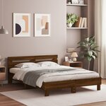 vidaXL Cadre de lit avec LED sans matelas chêne marron 150x200 cm