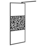vidaXL Paroi de douche 90x195 cm Verre ESG avec design de pierre Noir