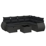 vidaXL Salon de jardin 8 Pièces avec coussins noir résine tressée