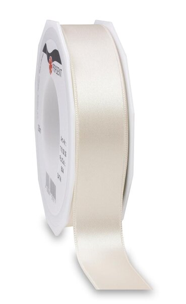 Satin double face 25-m-rouleau 25 mm ivoire