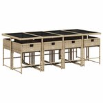 vidaXL Ensemble à manger de jardin et coussins 9 Pièces mélange beige