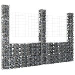 vidaXL Panier de gabion en forme de U avec 3 poteaux Fer 260x20x200 cm