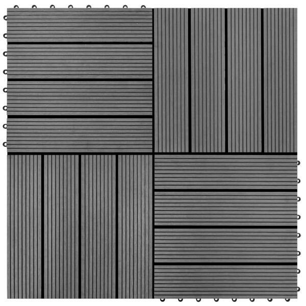 vidaXL Carreaux de terrasse WPC 30x30 cm 11 Pièces 1 m2 Gris