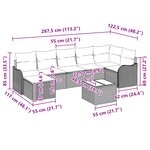 vidaXL Ensemble de Canapé de Jardin 7 Pièces avec Coussins Rotin Poly Noir