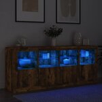 vidaXL Buffet avec lumières LED chêne fumé 163x37x67 cm