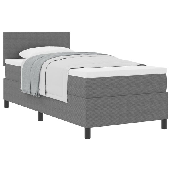 vidaXL Lit à ressorts avec matelas Gris 100x200 cm Tissu en velours côtelé