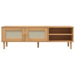 vidaXL Meuble TV SENJA aspect rotin marron 158x40x49cm bois massif pin