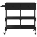 vidaXL Chariot de cuisine noir 105x42x95 cm bois d'ingénierie