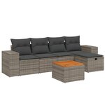 vidaXL Salon de jardin 6 Pièces avec coussins gris résine tressée