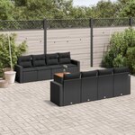 vidaXL Salon de jardin 9 Pièces avec coussins noir résine tressée