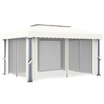 vidaXL Tonnelle et rideau et guirlande lumineuse LED 4x3 m Blanc crème