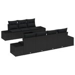 vidaXL Ensemble de Canapé de Jardin 8 Pièces avec Coussins Noir Poly Rattan